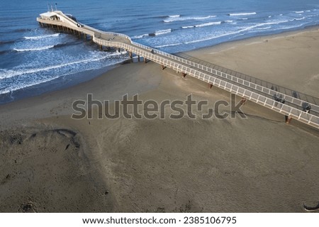Aerial photographic documentation of the pier of Lido di Camaiore Versilia Italy Tuscany  Royalty-Free Stock Photo #2385106795