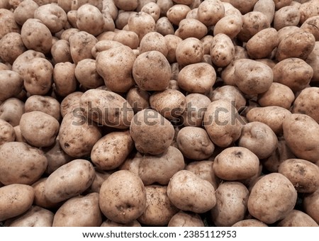 Pile of raw potato background in the supermarket.
