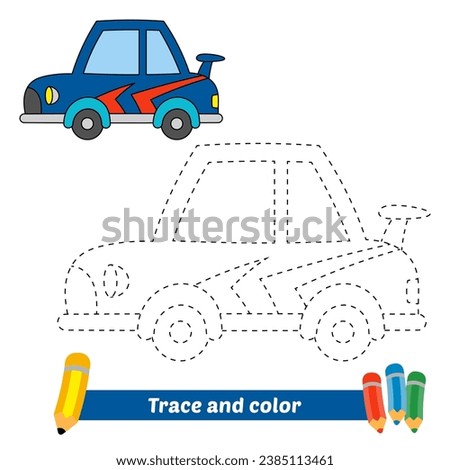 trace and color for kids, race car vector Royalty-Free Stock Photo #2385113461