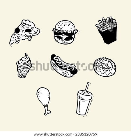 fast food. illustration of ready-to-eat food.
