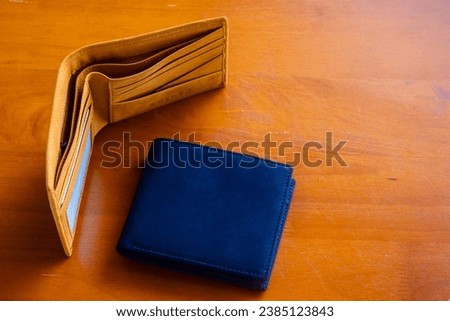 Leather bag. Set of photography elements on a wooden table. Photography set. Promotional items.