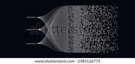 Big data technology and data science illustration. Data flow concept. Analysing, visualizing complex information. Neural network for artificial intelligence. Data mining. Business analytics. Royalty-Free Stock Photo #2385126773