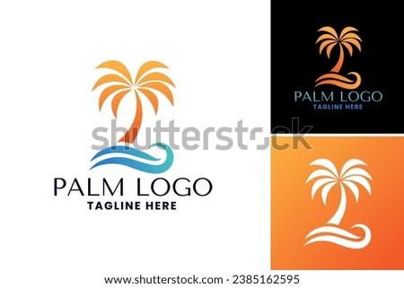 "Palm tree logo design" refers to a graphic design element featuring a palm tree, which can be used for creating logos and branding materials for businesses related to vacation, tropical themes