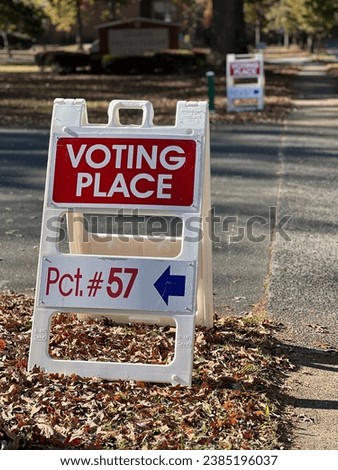 Voting Place folding red and white sign for election day