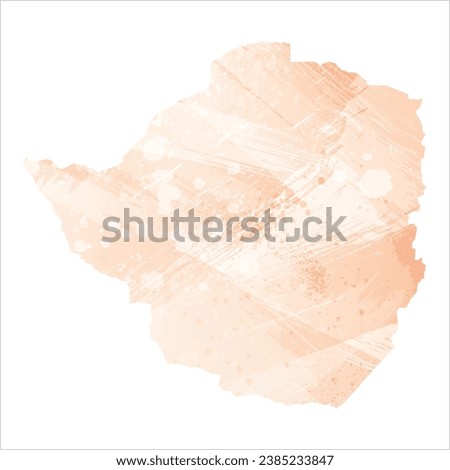 High detailed vector map. Zimbabwe. Watercolor style. Apricot color.