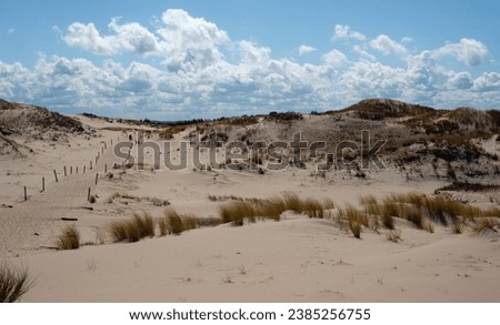 moving sand dunes against a cloudy sky