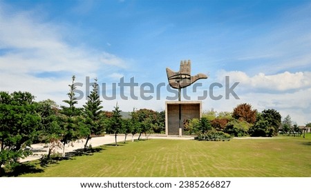 Open Hand Monument in Chandigarh The symbol of Prosperity and Mankind Royalty-Free Stock Photo #2385266827