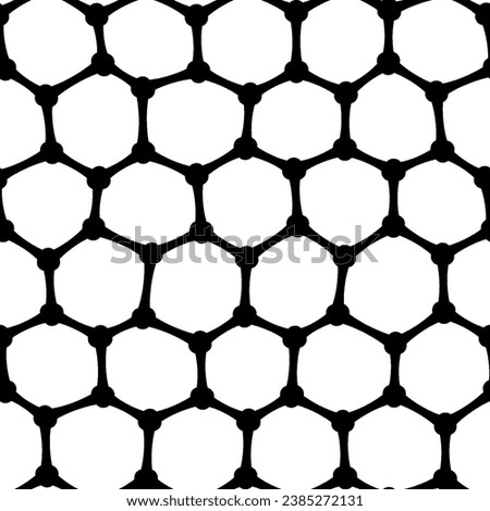 A bold black and white seamless pattern featuring a honeycomb motif in a mesh-like design on white