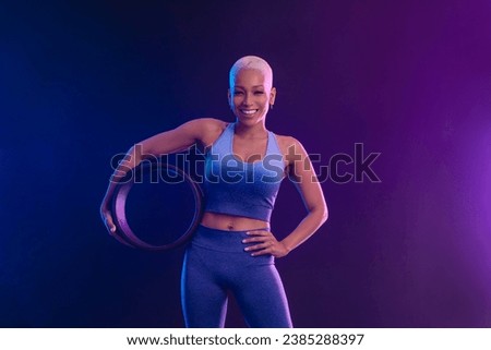 Download cover for music collection for yoga classes. Yoga asana Indoor. Sports recreation. Beautiful black young woman. Individual sports.