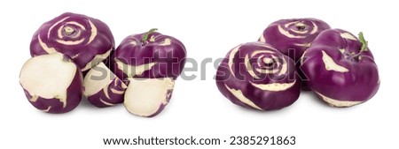 Cabbage kohlrabi and half isolated on white background closeup Royalty-Free Stock Photo #2385291863