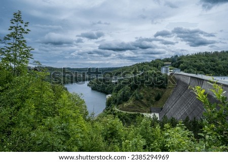 The 458 meters long suspension bridge Titan-RT at Rappbode Dam Royalty-Free Stock Photo #2385294969