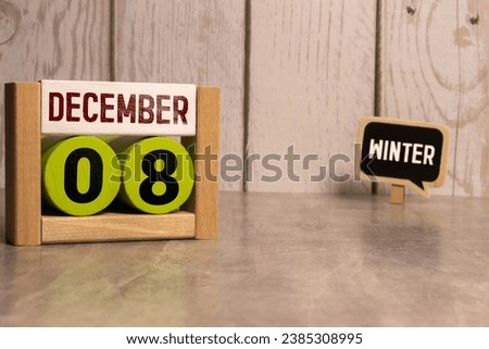 08 December text with blackboard background for calendar. And December is the twelfth and the final month of the year Royalty-Free Stock Photo #2385308995