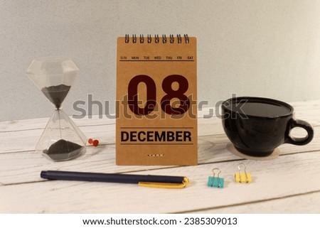 08 December text with blackboard background for calendar. And December is the twelfth and the final month of the year Royalty-Free Stock Photo #2385309013