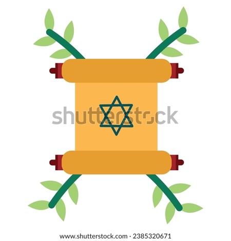 torah scroll with leaves branch vector isolated