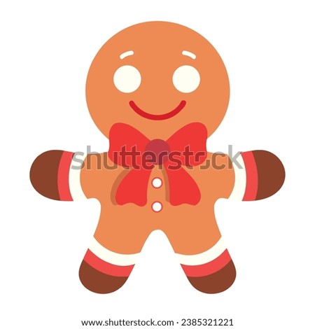 christmas gingerbread with bow isolated illustration