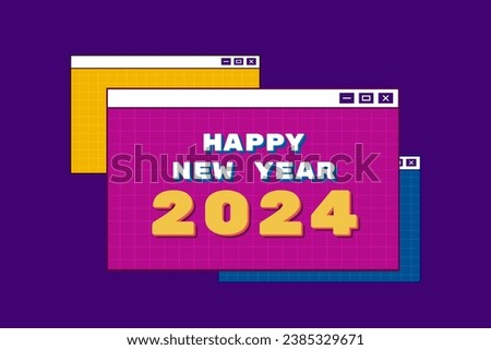 Happy New Year 2024. New year 2024 vector design with colorful decorations.