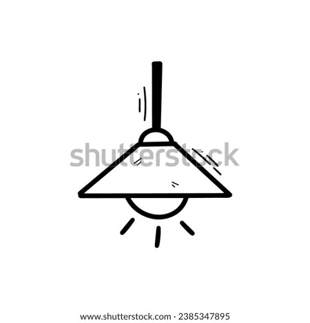 Hand Drawn Hanging Lamp Illustration. Doodle Vector. Isolated on White Background - EPS 10 Vector