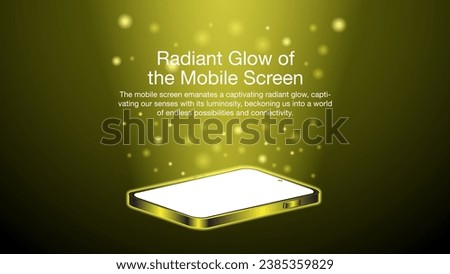 The Luminous Smartphone Screen. Smartphone golden light screen, Computer, or tablet display. Technology mobile display light. Vector illustration.
