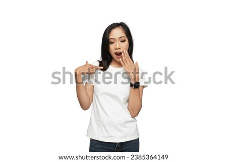 Beautiful Asian Girl Looking Down Cutout Isolated Background