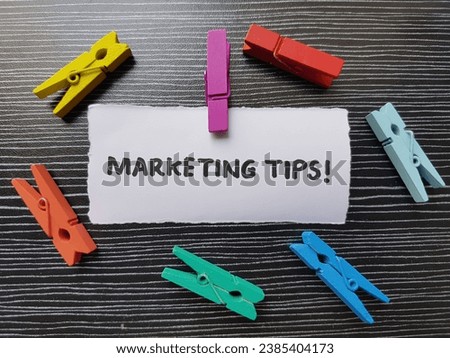 Marketing tips written on a black background.