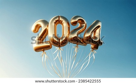 Golden Horizons: Celebrating a Shimmering 2024 Royalty-Free Stock Photo #2385422555