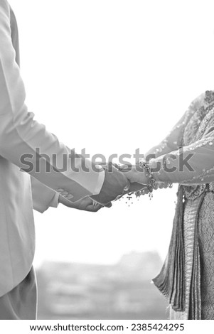 close up bride and groom holding hands, wedding ceremony wallpaper background concept