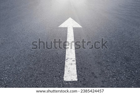 The road surface is a forward sign. arrow on the road on white background