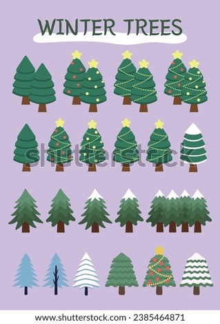 Winter Trees Collection for Christmas (light, snow, snowflakes,  ETC)
