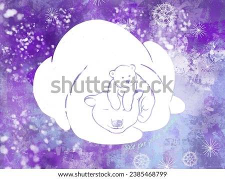 Cute little bear and she-bear on a snowy, New Year's abstract background, drawing