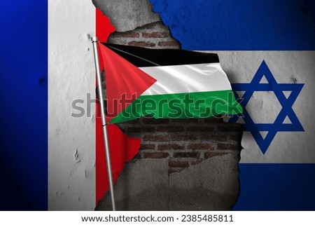 Relations between france and Israel due to the war in Gaza Palestine. Royalty-Free Stock Photo #2385485811