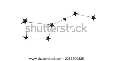 Vector abstract black constellation in flat style. Big dipper, great bear, Ursa major. Simple design element, clip art on theme of cosmos, astronomy, kids design