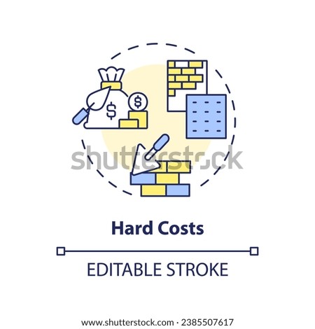 2D editable multicolor hard costs icon, simple isolated vector, construction cost thin line illustration.