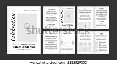 Funeral Program Template Funeral Program Layout Design Royalty-Free Stock Photo #2385529303