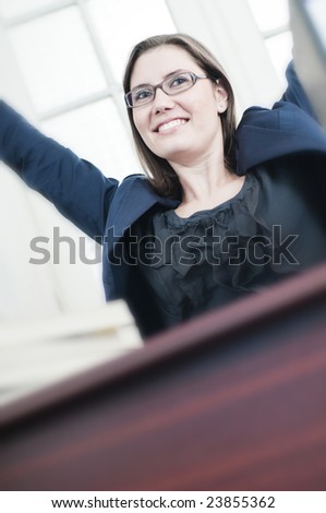 Happy beautiful business woman