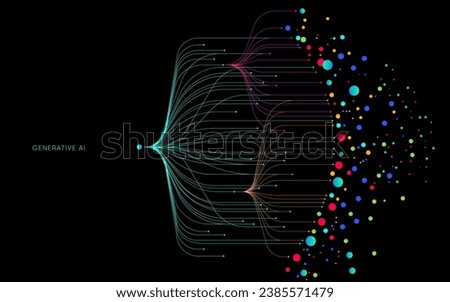 Illustration of abstract stream. Artificial intelligence. Big data, technology, AI, data transfer, data flow, large language model, generative AI Royalty-Free Stock Photo #2385571479