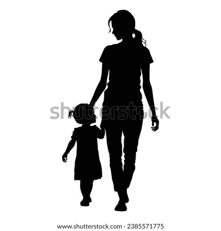 Silhouette of mom and baby on white.
