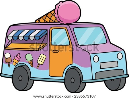 Ice Cream Truck Cartoon Colored Clipart 