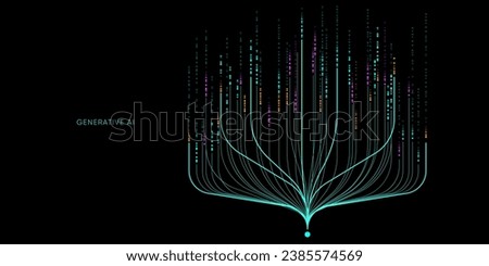 Illustration of abstract stream. Artificial intelligence. Big data, technology, AI, data transfer, data flow, large language model, generative AI Royalty-Free Stock Photo #2385574569