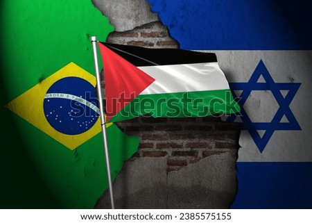 Relations between brazil and Israel due to the war in Gaza Palestine. Royalty-Free Stock Photo #2385575155