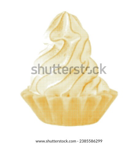 Tartlet cake with custard, one, isolated, from circle dot of different sizes on white background