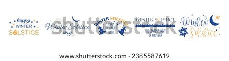 Set of clip art for winter solstice on white background
