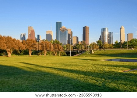Houston downtown skyline. Buffalo Bayou Park. Texas, USA