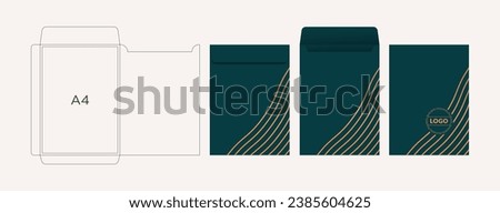 A4 size envelope die cut template. Vector design isolated circuit envelope with mockups. International standard size Royalty-Free Stock Photo #2385604625