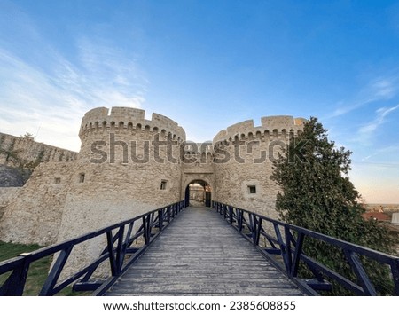 Kalemegdan Belgrade, beautiful castle. Historical castle, sunrise, dawn, sunset scene. Royalty-Free Stock Photo #2385608855