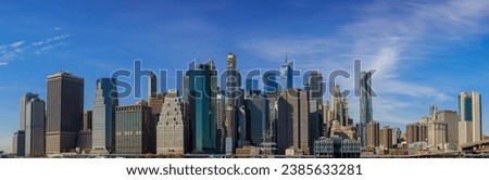 Beautiful panoramic view of New York City with skyline Manhattan midtown business district office buildings Royalty-Free Stock Photo #2385633281