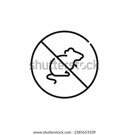 No rats line icon sign symbol isolated on white background Royalty-Free Stock Photo #2385653109