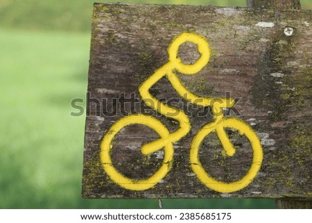 Bicycle bike trail path sign, tourist hiking trail, black trail, green path, bike path