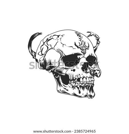 skull on black vector design white background