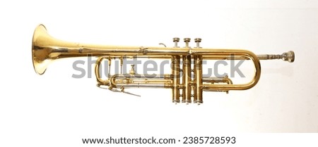 Single Trumpet on White Background
