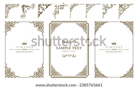 Vintage borders and frames. antique ornament, vector flower decor. Royalty-Free Stock Photo #2385765661